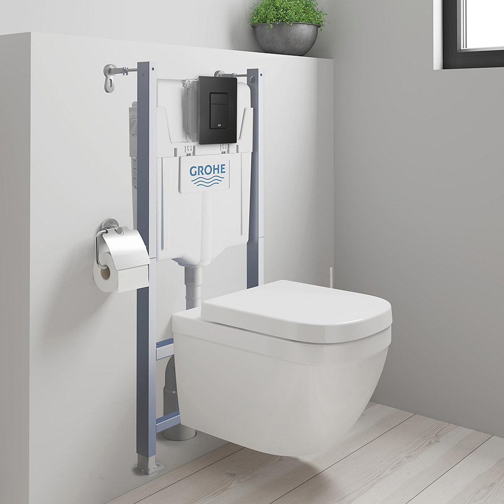 GROHE Solido Even Black Flush Plate Euro Rimless Complete WC Pack