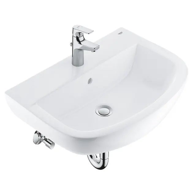 Grohe Bau Ceramic 60cm Wall-Hung Washbasin Set with Start Flow Mixer