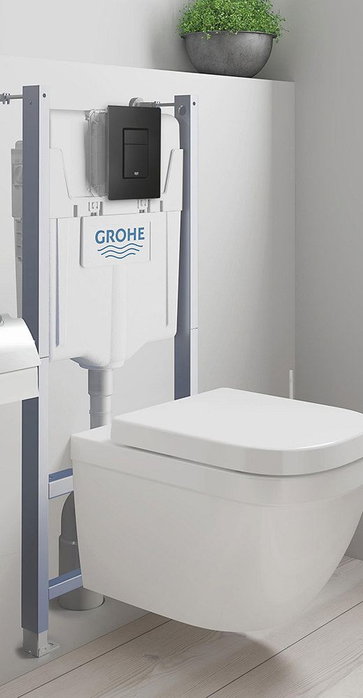 GROHE Solido Even Black Flush Plate Euro Rimless Complete WC Pack