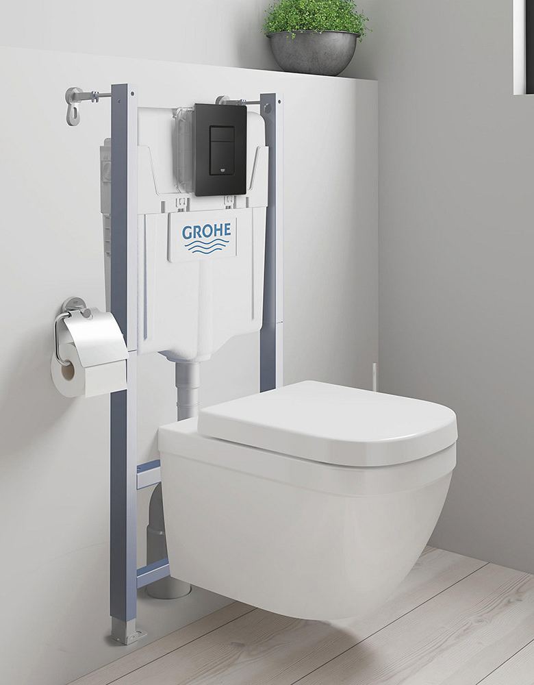 GROHE Solido Even Black Flush Plate Euro Rimless Complete WC Pack