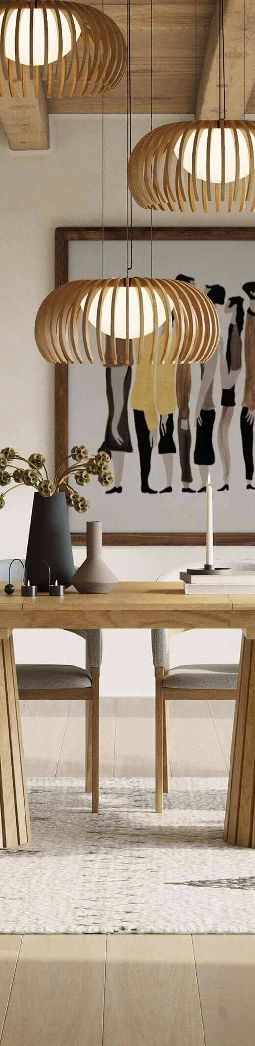 Modrest Truman Mid-Century Modern Natural Oak Extendable Dining Table + 6 Chairs Set
