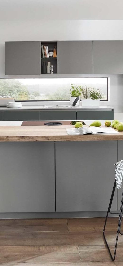 Nobilia Modern Island Kitchen Taupegrau with Appliances