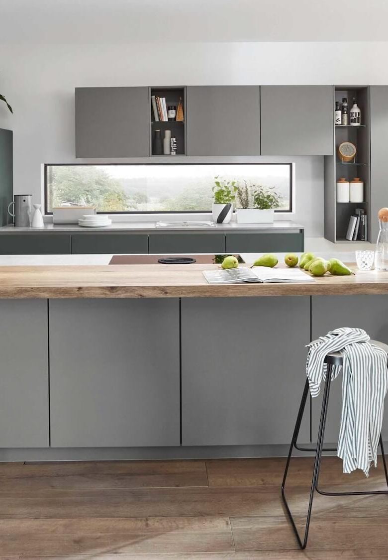 Nobilia Modern Island Kitchen Taupegrau with Appliances
