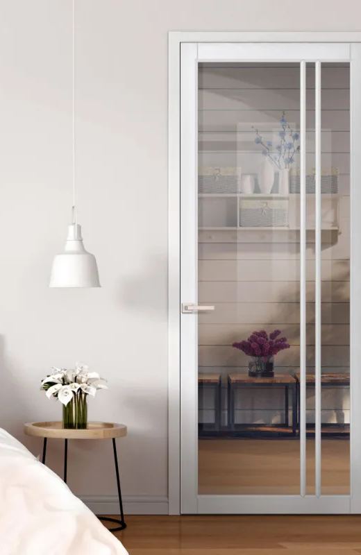 Milano Solid Wood Internal Door UK Made DD0101C Clear Glass Cloud White