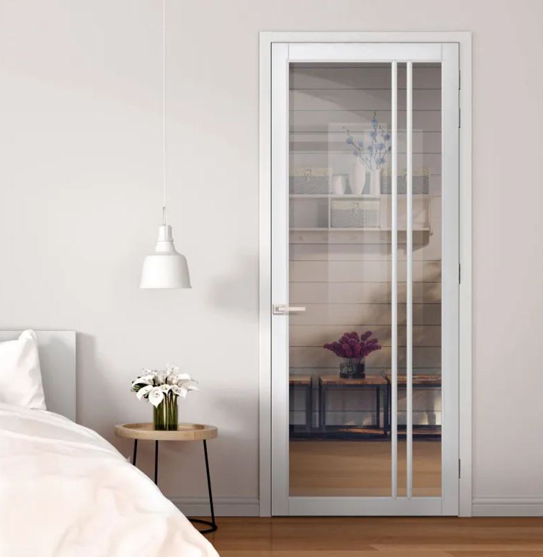Milano Solid Wood Internal Door UK Made DD0101C Clear Glass Cloud White